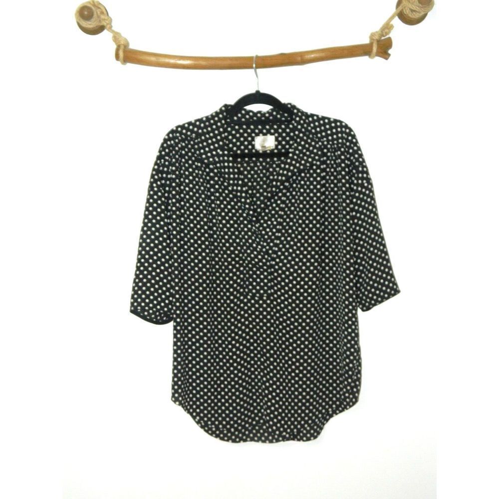 Aritzia Wilfred Blouse Le  Fou‎ Black White Polka Dots Size XS/S
